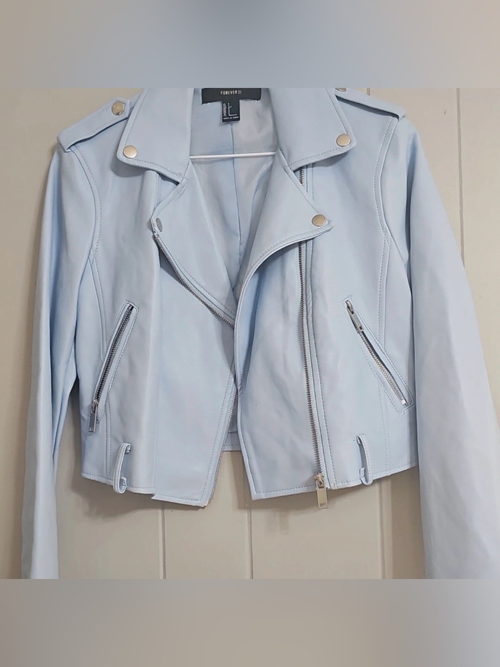 Forever 21 Light Blue Moto Jacket